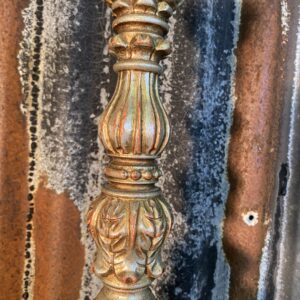 Antique Wooden Silver Church Candle Stick Table Lamp