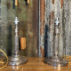 Antique Silver Plated Round Base Table Lamp