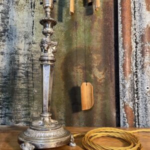 Antique Silver Plated Round Base Table Lamp