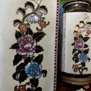 Vintage Pair Satsuma Hall Lamps