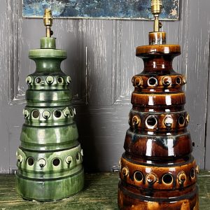 Vintage Pair Mid Century Ceramics Hall Lamps