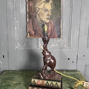 Vintage Hardwood Elephant Lamp
