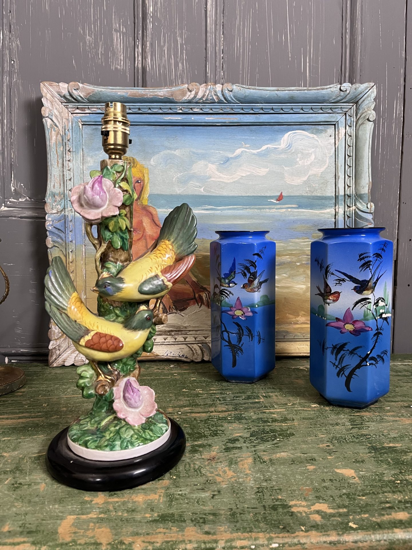 Vintage Mid Century Italian Ceramics Birds Table Lamp - Image 5