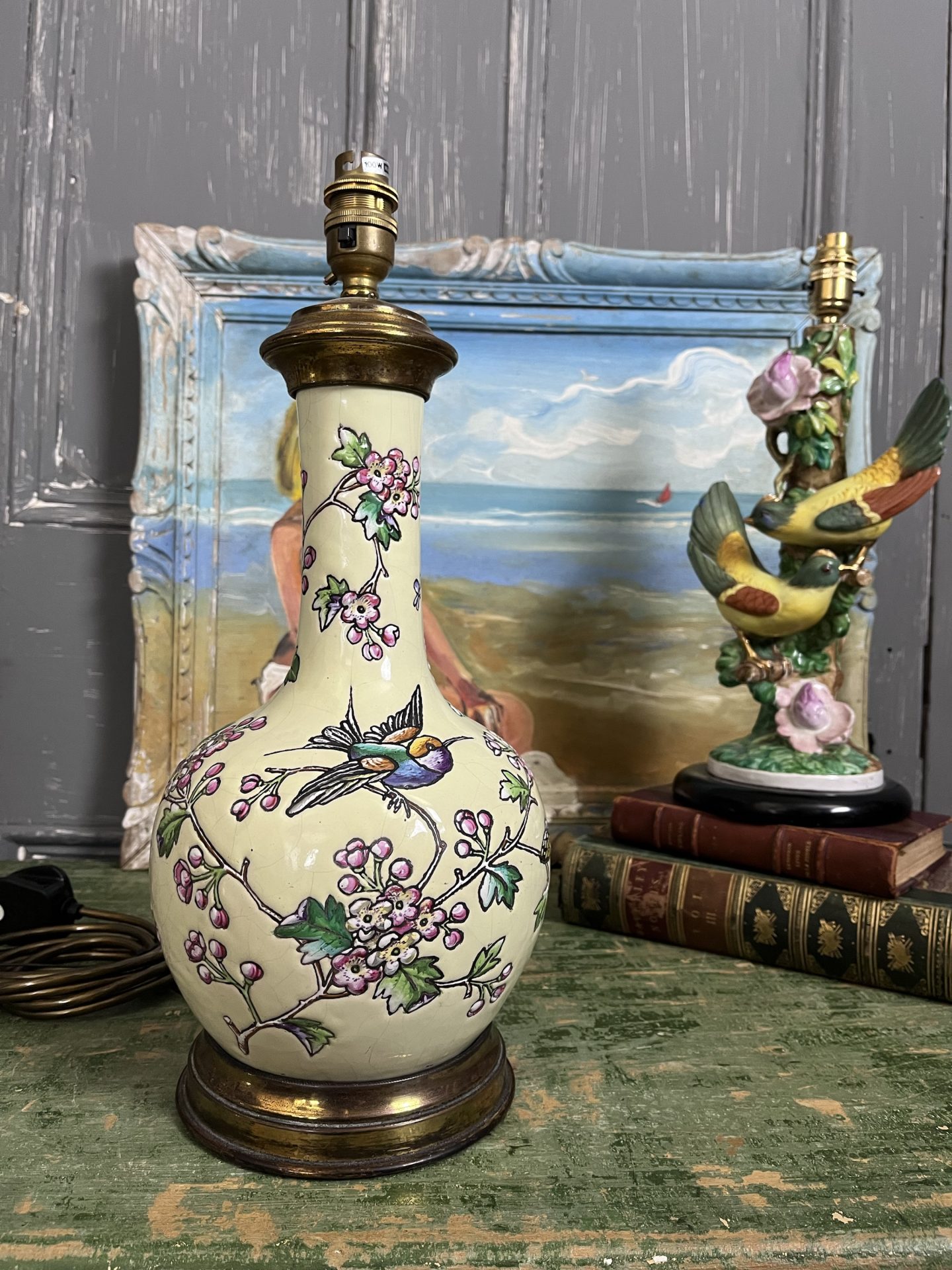 Antique French Ceramics T. Deck Oriental Vase Table Lamp