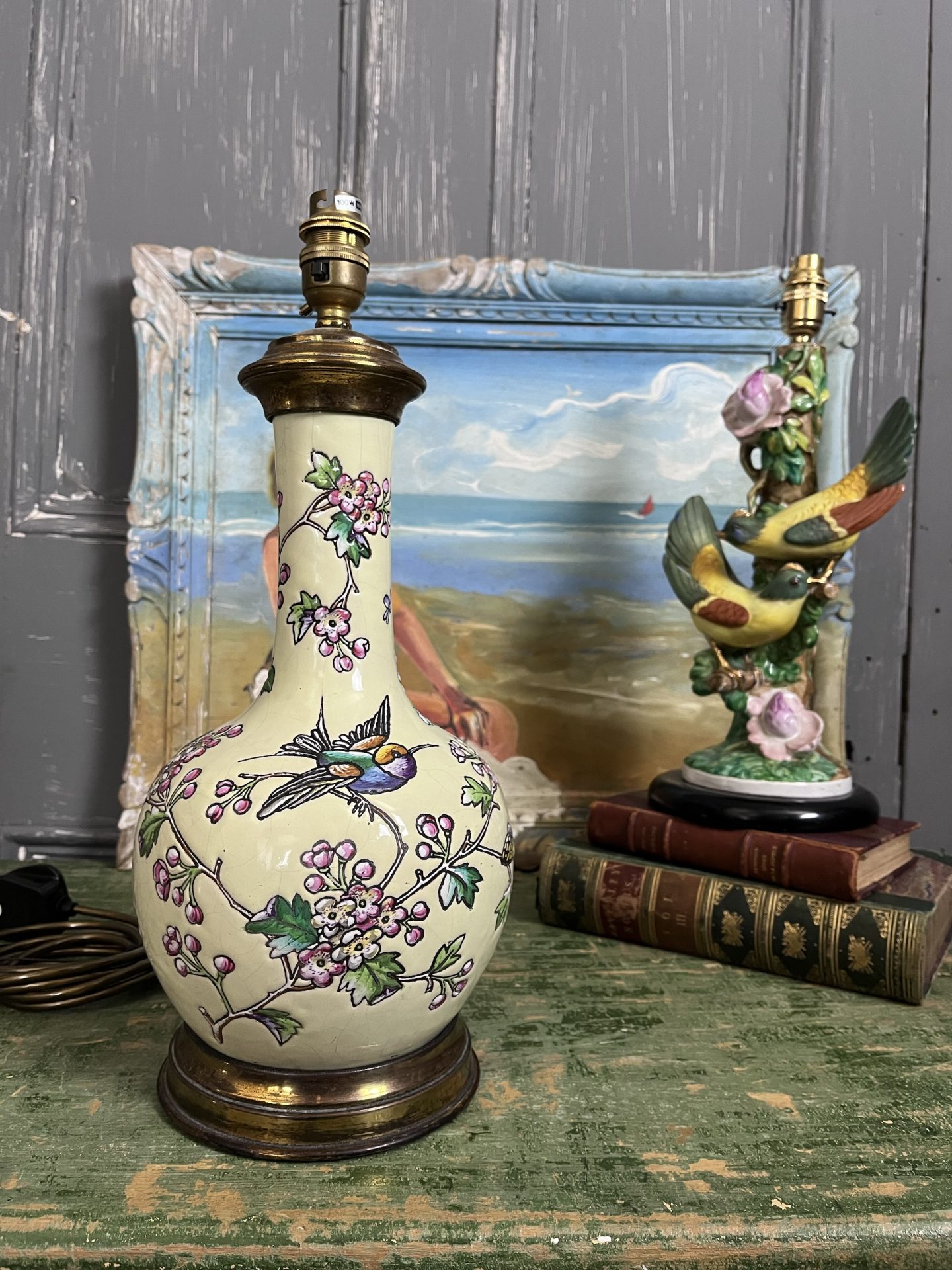 Antique French Ceramics T. Deck Oriental Vase Table Lamp - Image 3