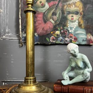 Antique Weigthed Round Bronze Base Column Table Lamp