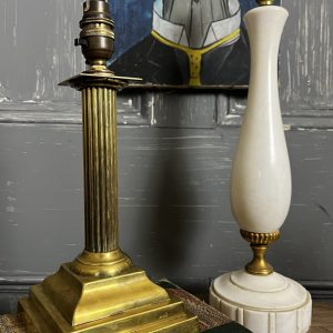 Vintage White Alabaster Round base Baluster Table Lamp